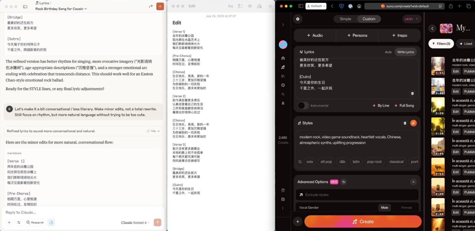 Overview of the full songwriting process.